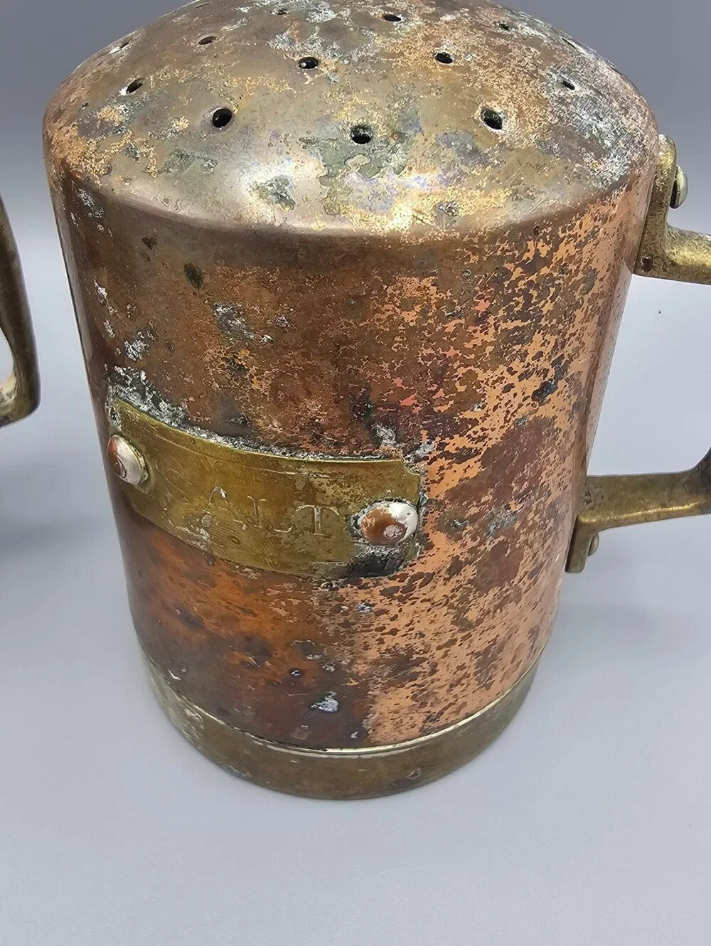 Vintage Copper and Brass Pepper Shakers Set of 2